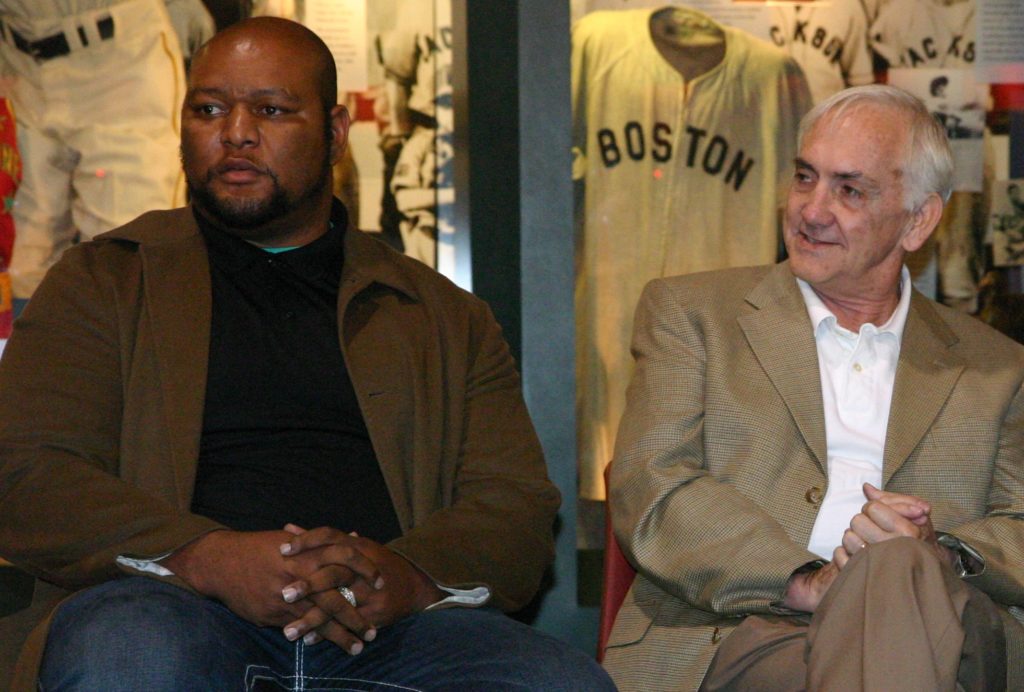 Doug Cunningham, right, and Deuce McAllister at the announcement of the Class of 2014.